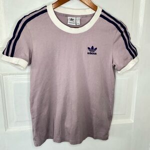 Adidas Women's Lavender Tee with Navy Stripes